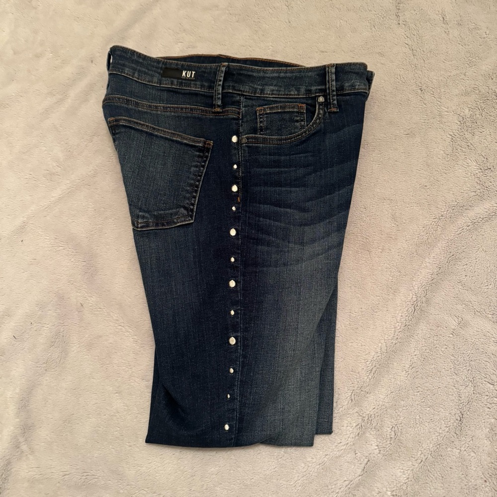 Kut from the Kloth Mia High‎ Rise Skinny Jeans Embroidered Pattern Size 8